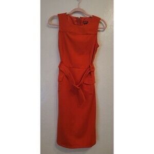 Merona Womens Sz 4 Sheath Dress Orange GoGo Dancer 70s Theme Costume Party Belt